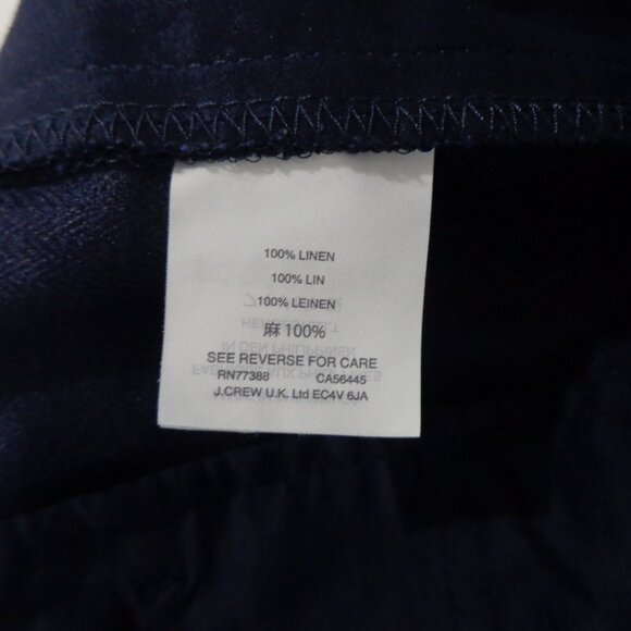 J Crew 100% Linen Wide-Leg Cropped Navy Lounge Career Pants Petites Size 0 - Picture 7 of 7